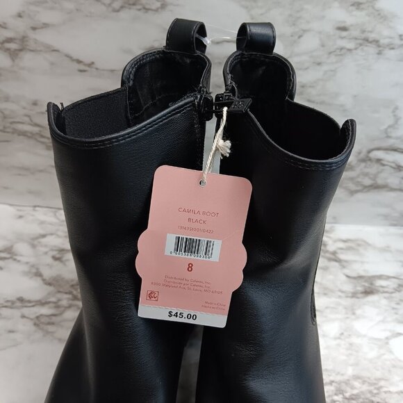 SAM&LIBBY Women's Camila Block Heel Chunky Chelsea Boot Black Size 8 Side zip - Picture 10 of 12